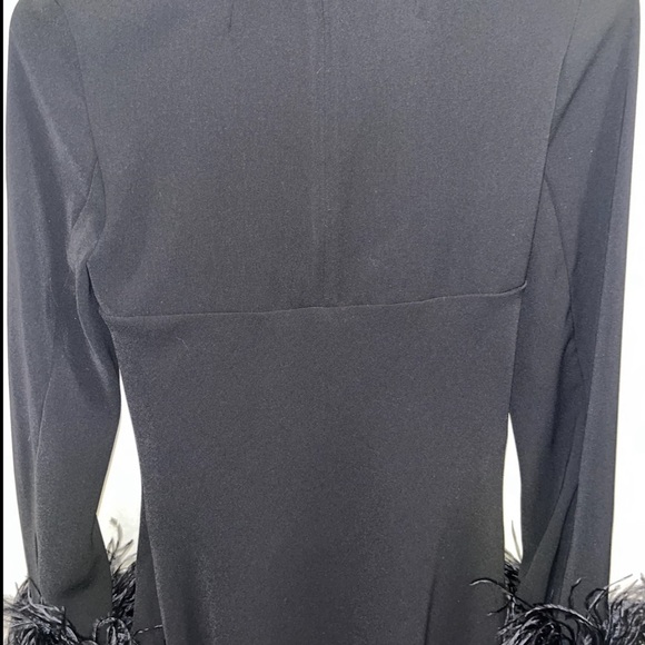 16Arlington Odessa Dress Black Feather Mini US 6 Long Sleeve Cutout Cocktail NWT - Picture 11 of 14